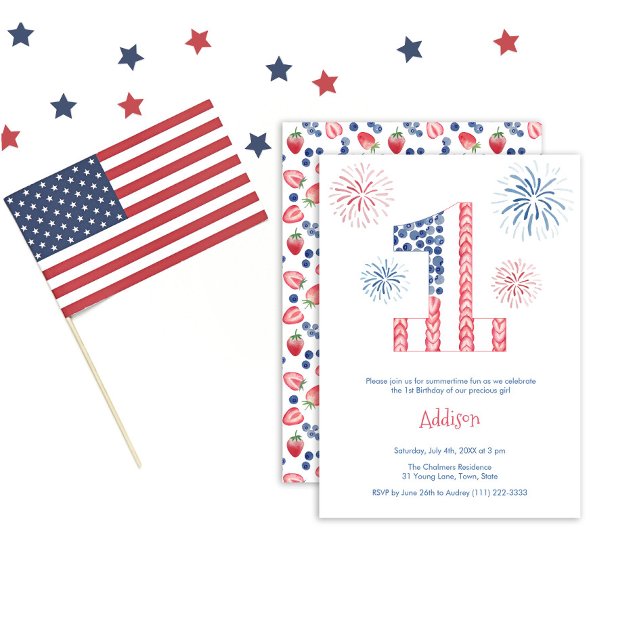 Invitación Fuegos artificiales 4 de julio Fiesta de cumpleaño (Subido por el creador)