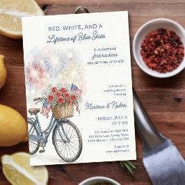 Invitación Fuegos Artificiales Americanos Rojo Blanco y Azul 