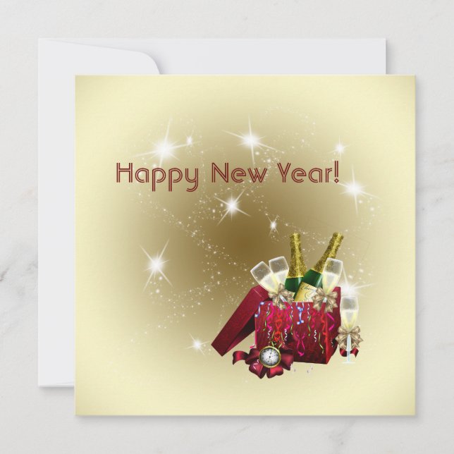 Invitación Fuegos artificiales Champagne Confetti Fiesta de N (Anverso)