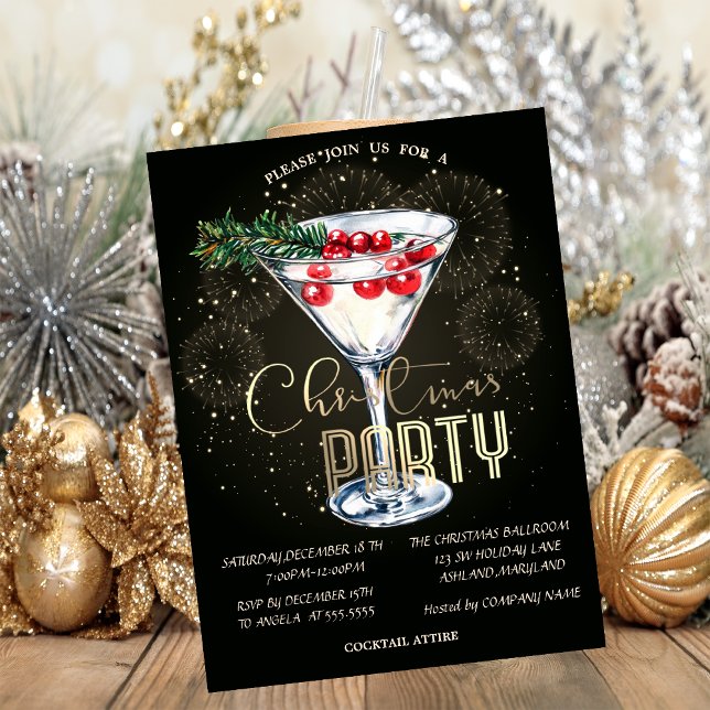 Invitación Fuegos artificiales de cóctel de Navidad Compañía  (Subido por el creador)