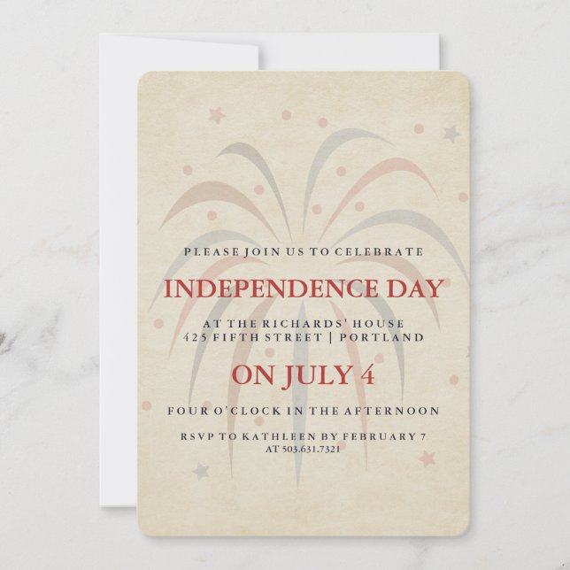 Invitación Fuegos artificiales de época 4 de julio invitando  (Anverso)