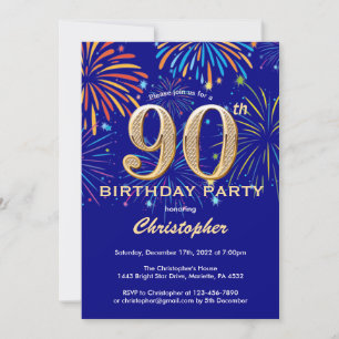 Invitación Fuegos artificiales de la marina de cumpleaños 90 