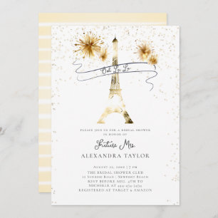 Invitación Fuegos artificiales de oro moderno Eiffel Paris Br
