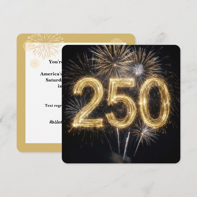 Invitación Fuegos artificiales del 250 cumpleaños de América (Anverso / Reverso)