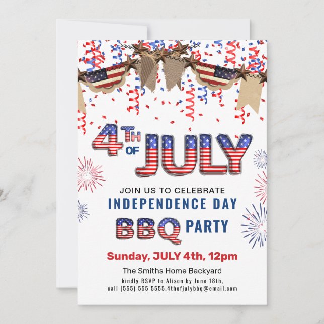 Invitación Fuegos artificiales del Día de la Independencia 4  (Anverso)