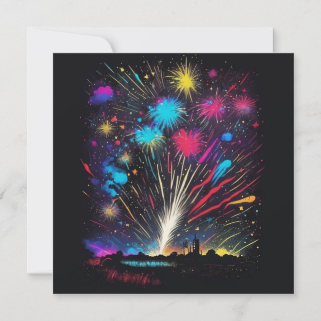 Invitación Fuegos artificiales | Día de la Independencia del  (Anverso)