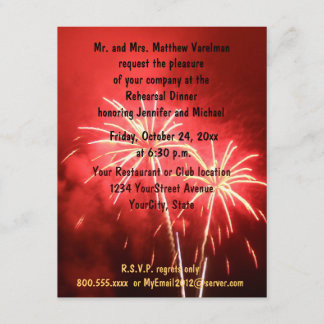 Invitación Fuegos artificiales para la cena de ensayo