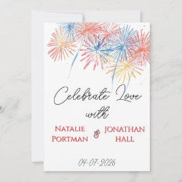 Invitación Fuegos Artificiales Patrióticos Elegantes | Boda d