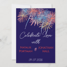 Invitación Fuegos Artificiales Patrióticos Elegantes | Boda d