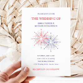 Invitación Fuegos Artificiales Patrióticos Elegantes | Boda d