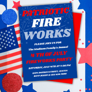 Invitación Fuegos Artificiales Patrióticos   Fiesta de Verano