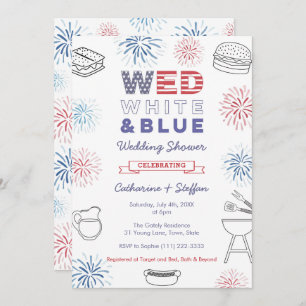 Invitación Fuegos artificiales Wed White Blue Cookupa Ducha P