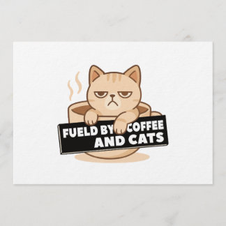 Invitación Fueled by Coffee and Cats Cute Sleepy Cat Design