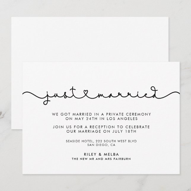 Invitación Fuente con corazón conectado Casi casados (Anverso / Reverso)