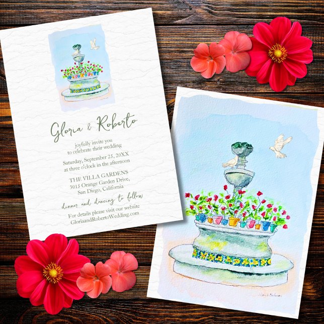 Invitación Fuente de Acuarela con Palomas Talavera para Boda (Subido por el creador)