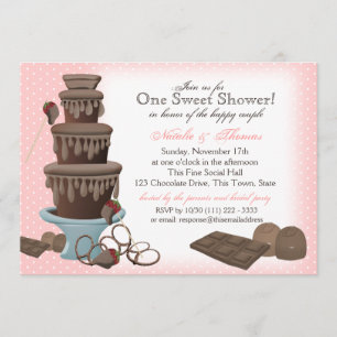 Invitación Fuente de chocolate Ducha de novia rosa
