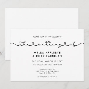 Invitación Fuente de corazón conectado lindo boda