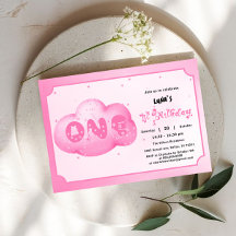 Fuente de gato lindo acuarela nube rosa 1er cumple