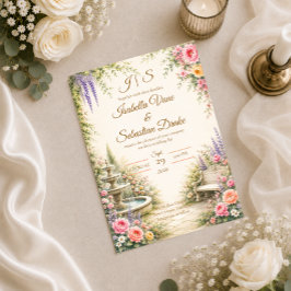 Invitación Fuente de jardín romántico Elegancia Boda