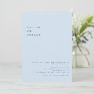 Invitación Fuente de máquina de escribir retro azul minimalis