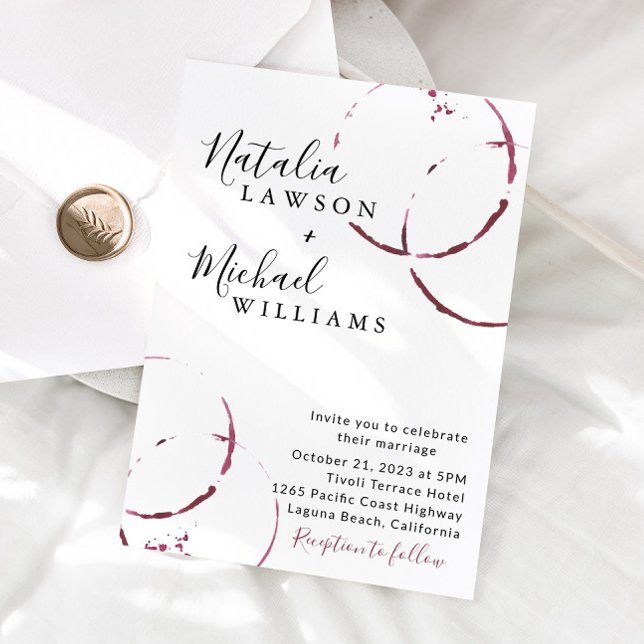 Invitación Fuente de vino, Boda de acuarela de Borgoña (Subido por el creador)