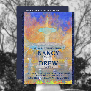 Invitación Fuente del parque acuático Forsyth Park en Boda no