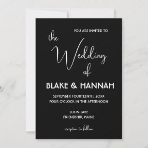 Invitación Fuente manuscrita minimalista linda para boda