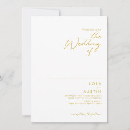 Invitación Fuente Minimalista moderna de oro El Boda de