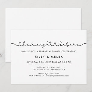 Invitación Fuente simple y linda La noche antes de la cena de