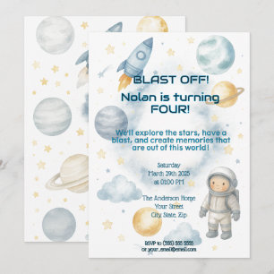 Invitación Fuera de este cómic mundial   Fiesta espacial - Cu