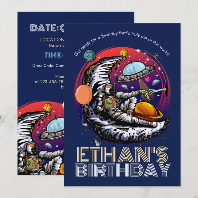 Invitación Fuera de este cumpleaños mundial (Anverso / Reverso)