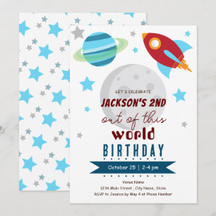 Invitación Fuera de este mundo 2 cumpleaños 