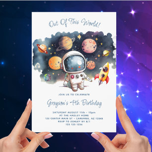Invitación Fuera de este mundo en el exterior por cuarto cump