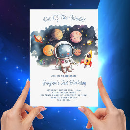 Invitación Fuera de este mundo espacio exterior 2 cumpleaños
