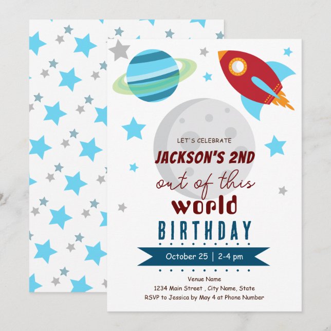 Invitación Fuera de este segundo cumpleaños mundial (Anverso / Reverso)