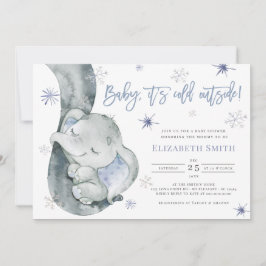 Invitación Fuera del Elephant Winter Boy Baby Shower hace frí