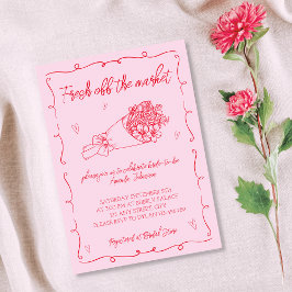 Invitación Fuera del mercado, ducha de novia rosa y roja