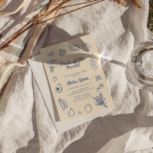 Invitación Fuera del mercado Mano Azul Derrame Ducha Bridal