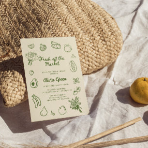 Invitación Fuera del mercado mano verde derriba ducha de novi