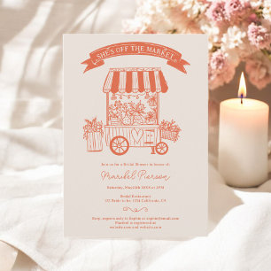 Invitación Fuera del mercado naranja garabatea ducha de novia
