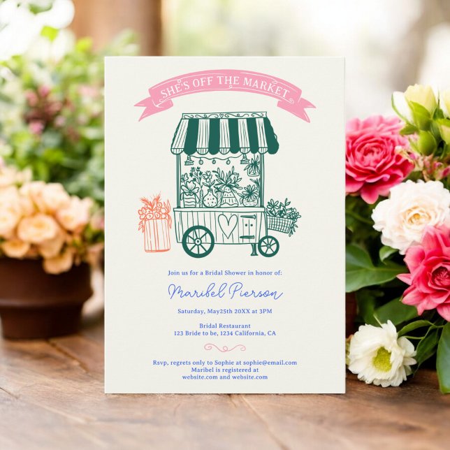 Invitación Fuera del mercado retro garabatea la ducha de novi (Off the market retro scribbles bridal shower invitation)