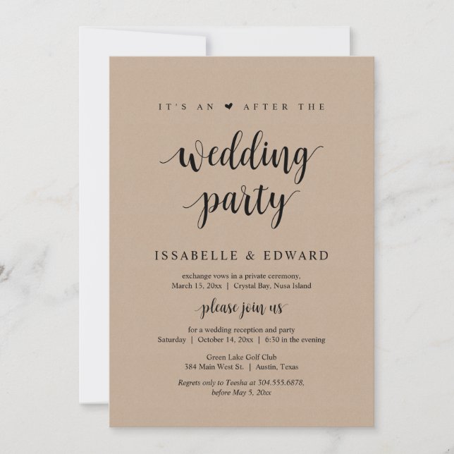 Invitación Fuga, Es una fiesta después de la boda, Kraft (Anverso)