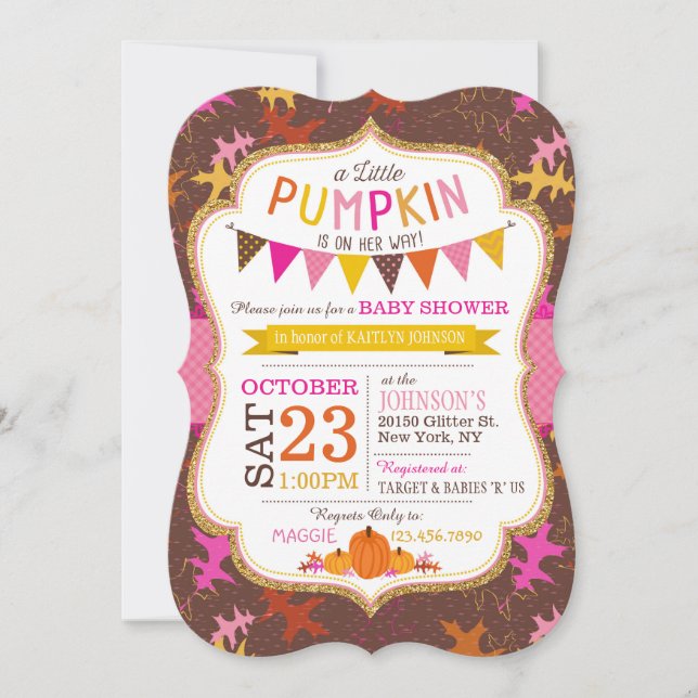 Invitación Fugas de roble otoñal y calabazas invitadas por Ba (Anverso)