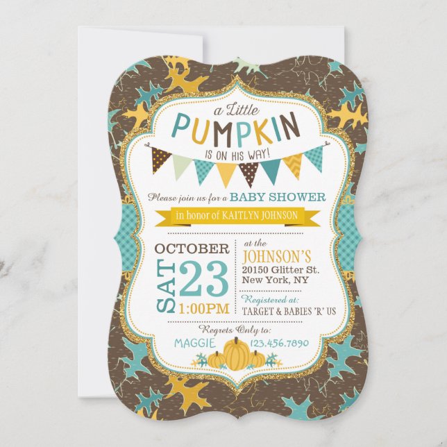 Invitación Fugas de roble otoñal y calabazas invitadas por Ba (Anverso)