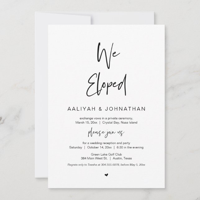 Invitación Fuimos electos, de color negro, Fiesta de Elopemen (Anverso)