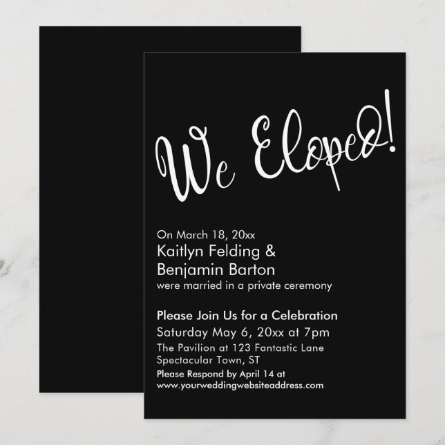 Invitación ¡Fuimos Elopos! Celebración del Black Modern Post  (Anverso / Reverso)