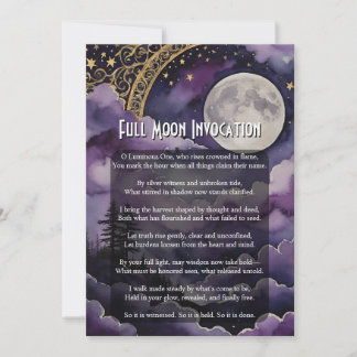 Invitación Full Moon Invocation Pagan Prayer Ritual Card