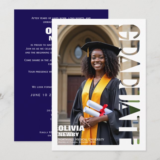 Invitación 🎓Full‑Photo Graduation Party (Anverso / Reverso)