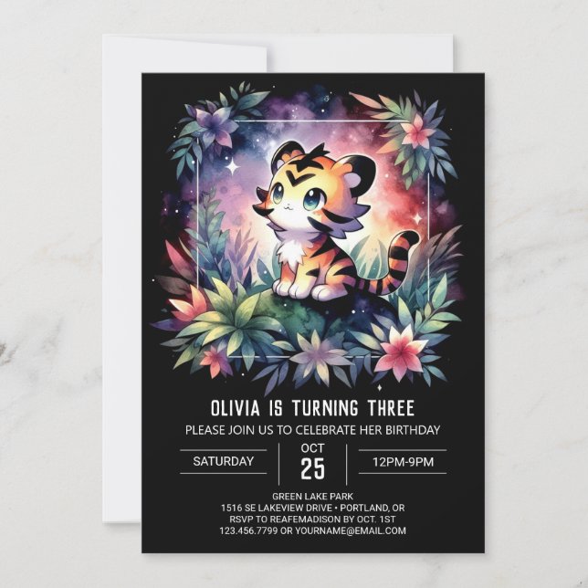 Invitación Fun Adorable Tigre Cumpleaños (Anverso)