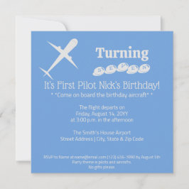Invitación Fun Airplane Pilot Kids Blue Birday Party